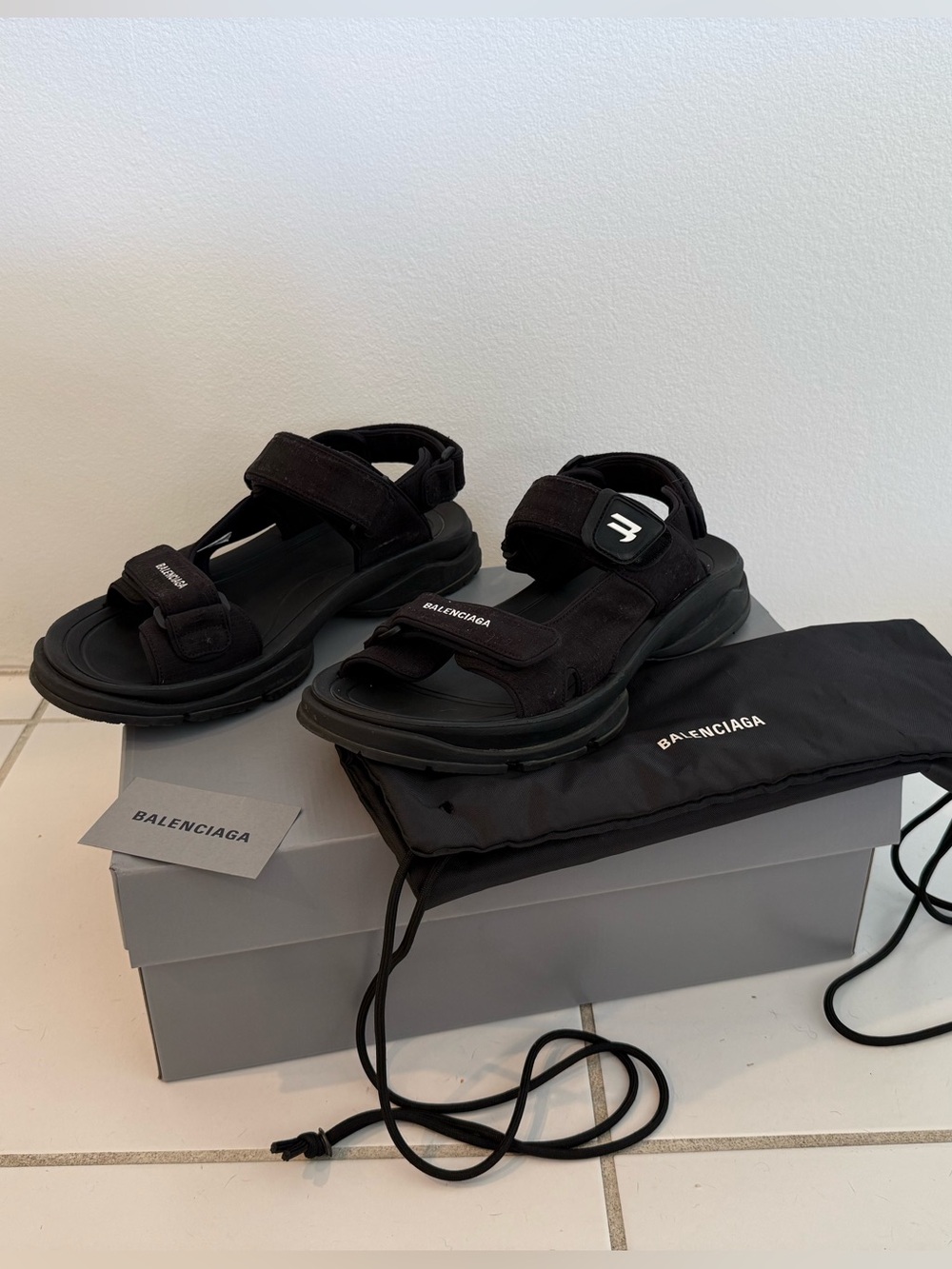 BALENCIAGA Black Tourist Sandals - Size 45 w/ Box - 💯 AUTHENTIC